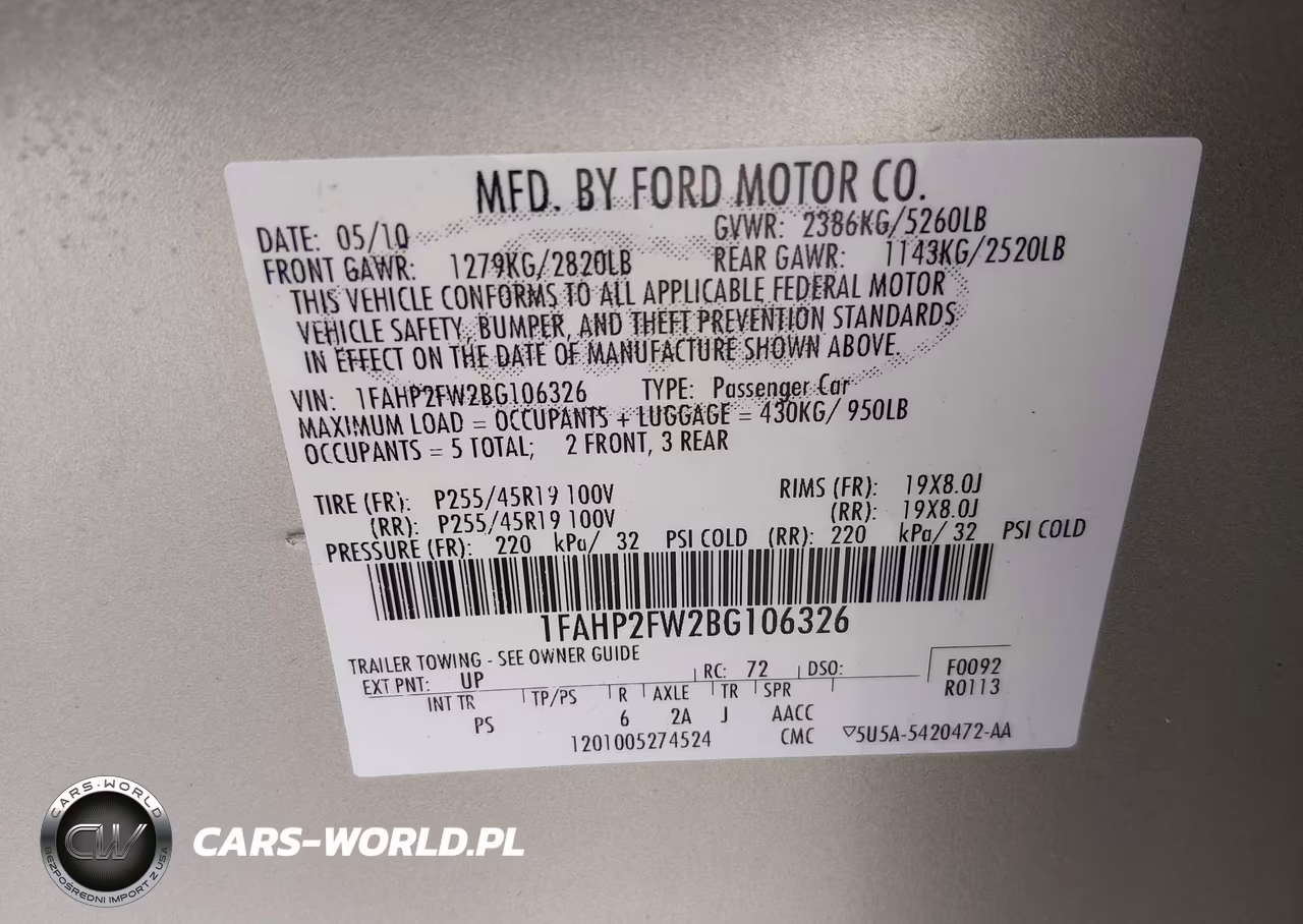 2011 Ford Taurus Limited VIN:1FAHP2FW2BG106326 - 9