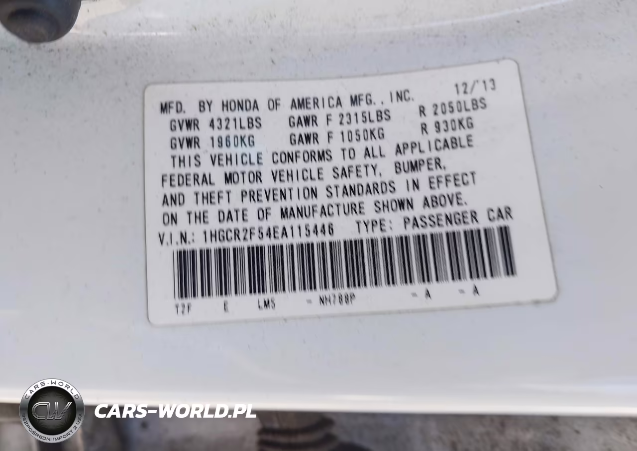 2014 Honda Accord Sport VIN:1HGCR2F54EA115446 - 9