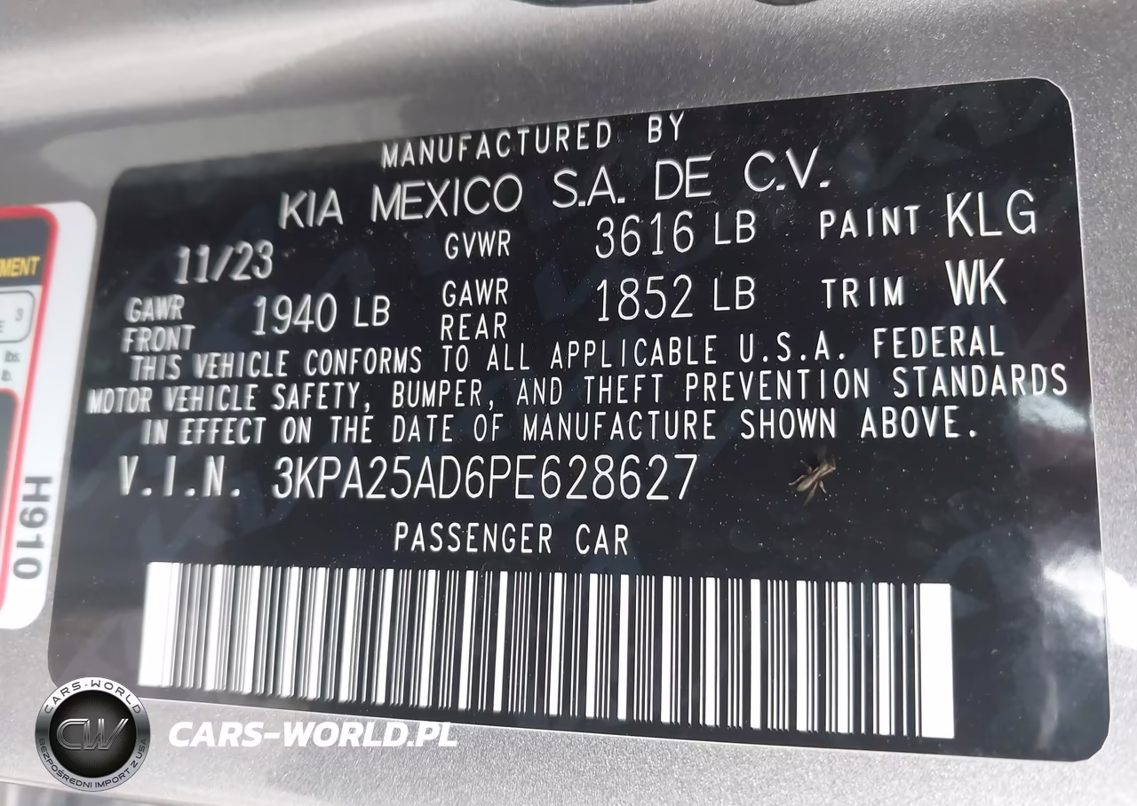2023 Kia Rio 5-Door S VIN:3KPA25AD6PE628627 - 9