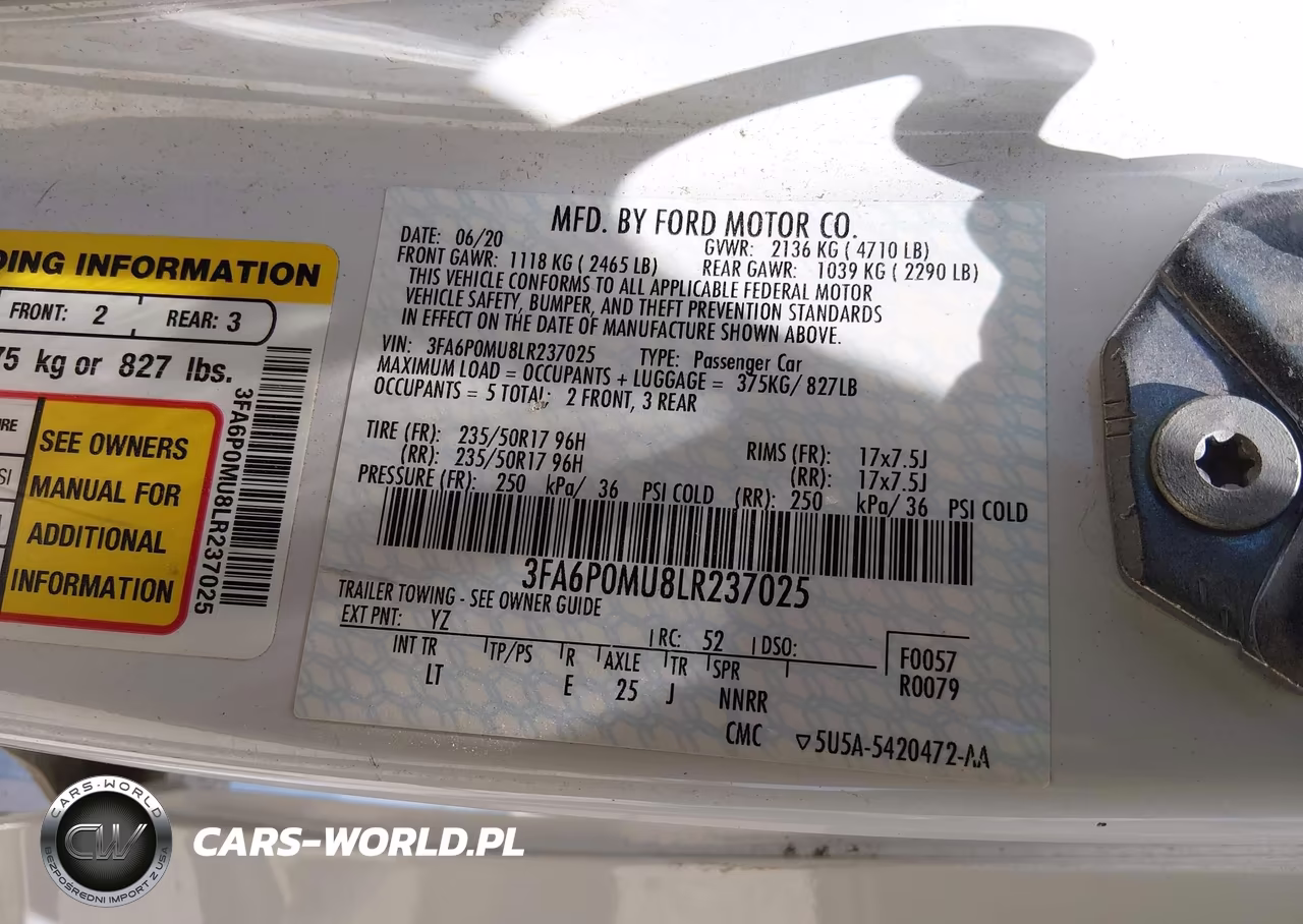 2020 Ford Fusion Hybrid Sel VIN:3FA6P0MU8LR237025 - 9