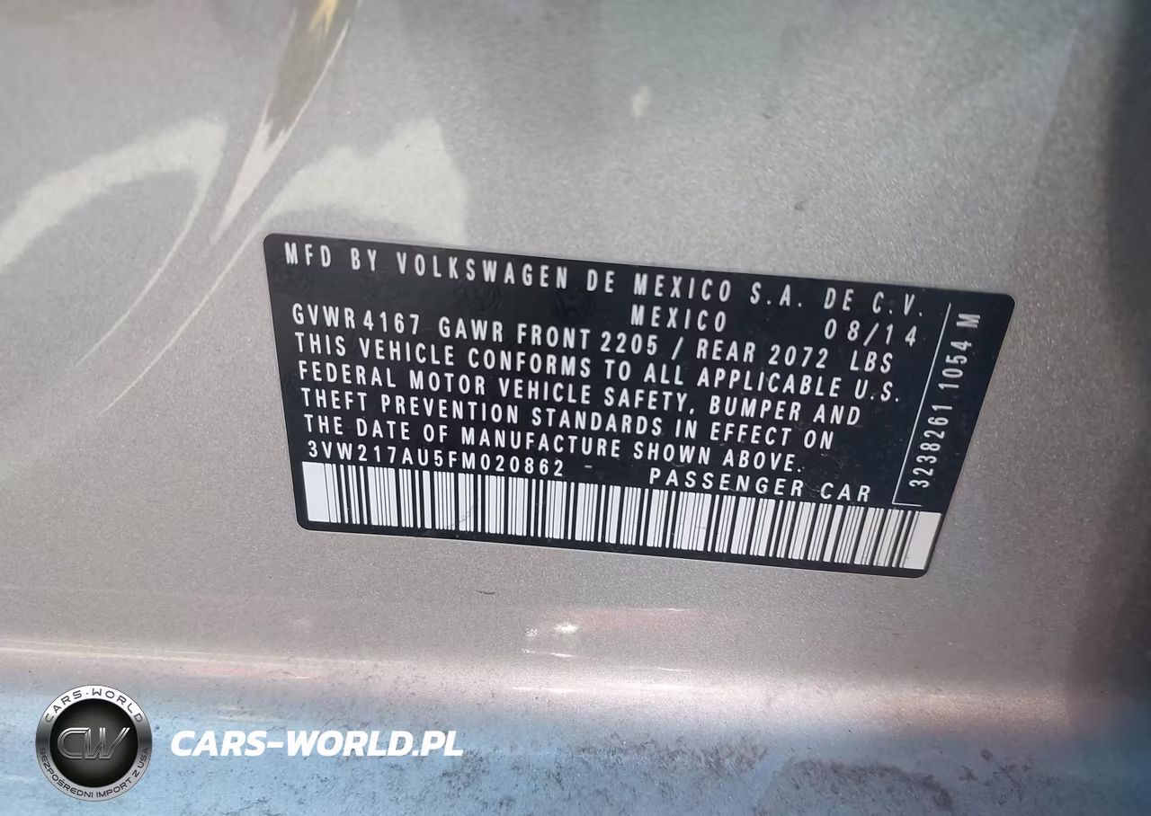 2015 Volkswagen Golf Tsi S 4-Door VIN:3VW217AU5FM020862 - 9