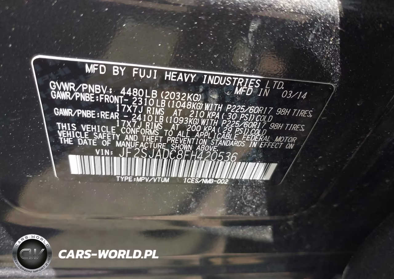 2015 Subaru Forester 2.5I Premium VIN:JF2SJADC8FH420536 - 9