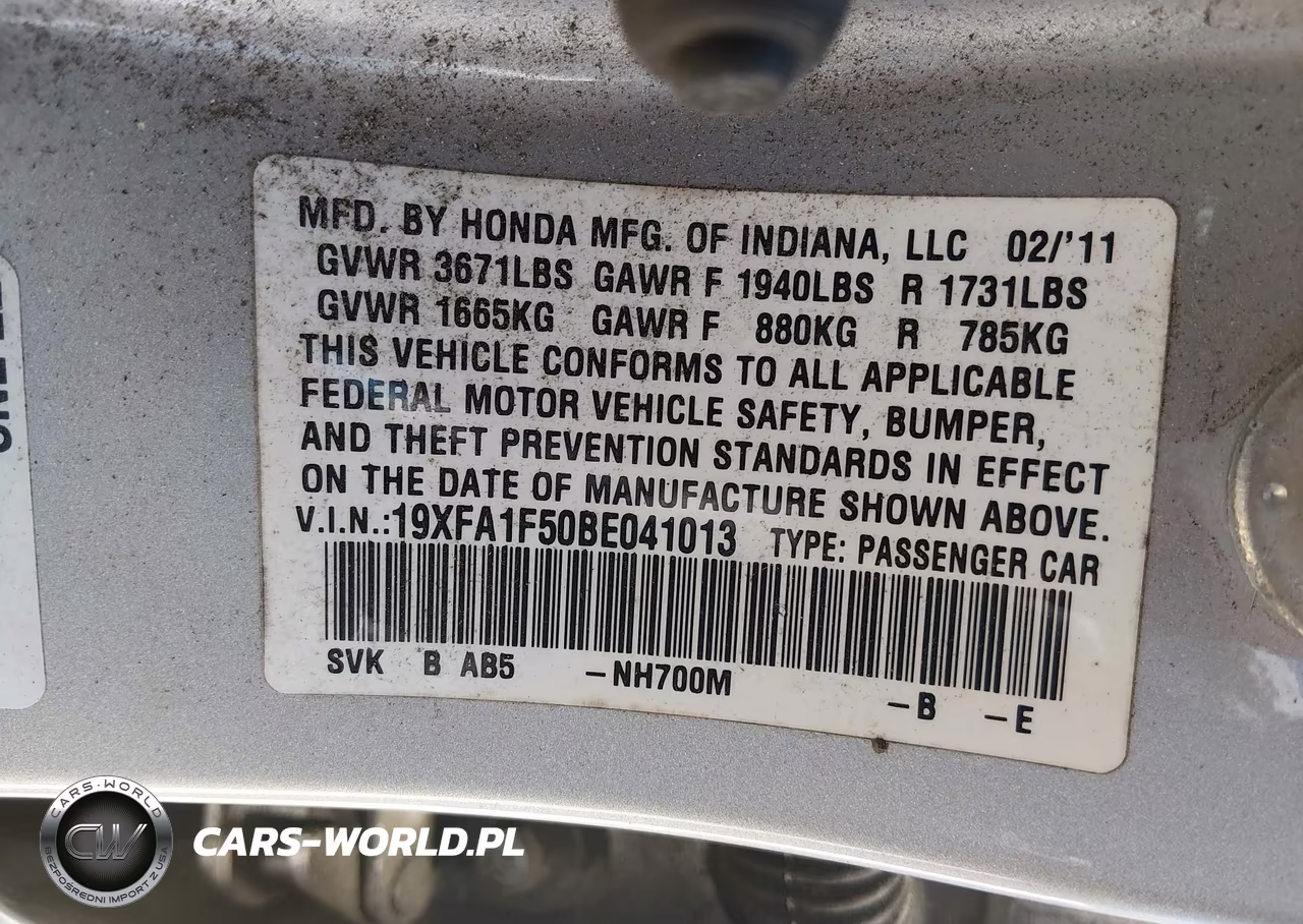 2011 Honda Civic Lx VIN:19XFA1F50BE041013 - 9
