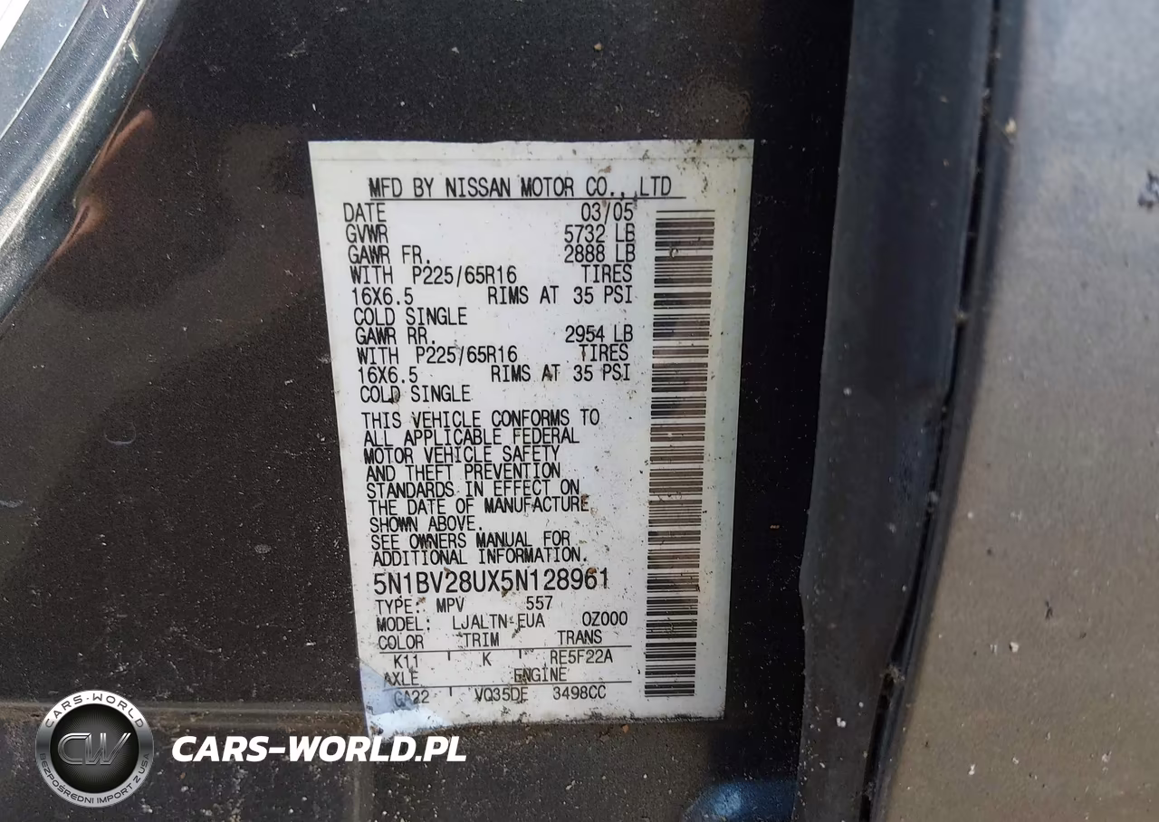 2005 Nissan Quest 3.5 Sl VIN:5N1BV28UX5N128961 - 9