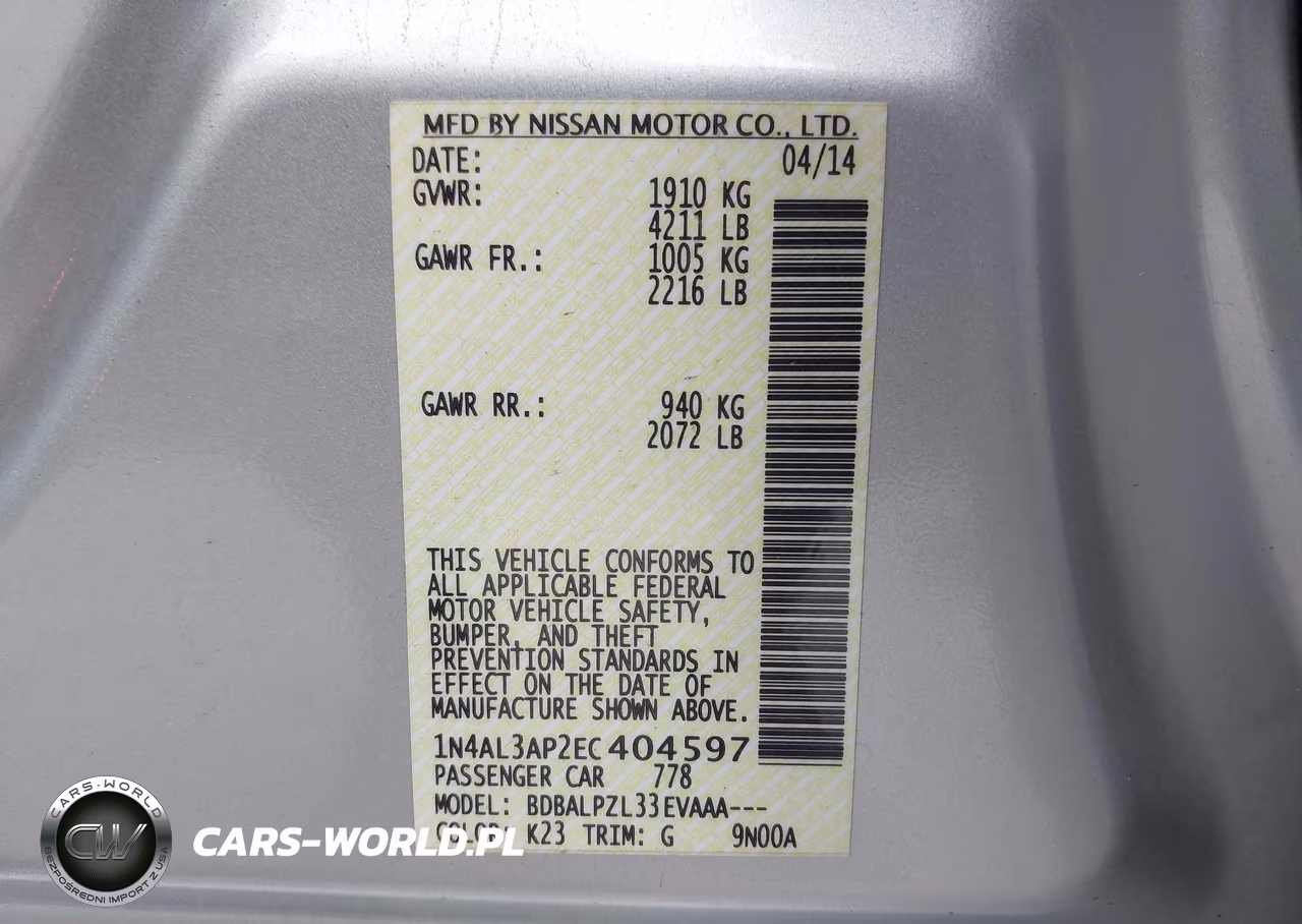 2014 Nissan Altima 2.5 VIN:1N4AL3AP2EC404597 - 9