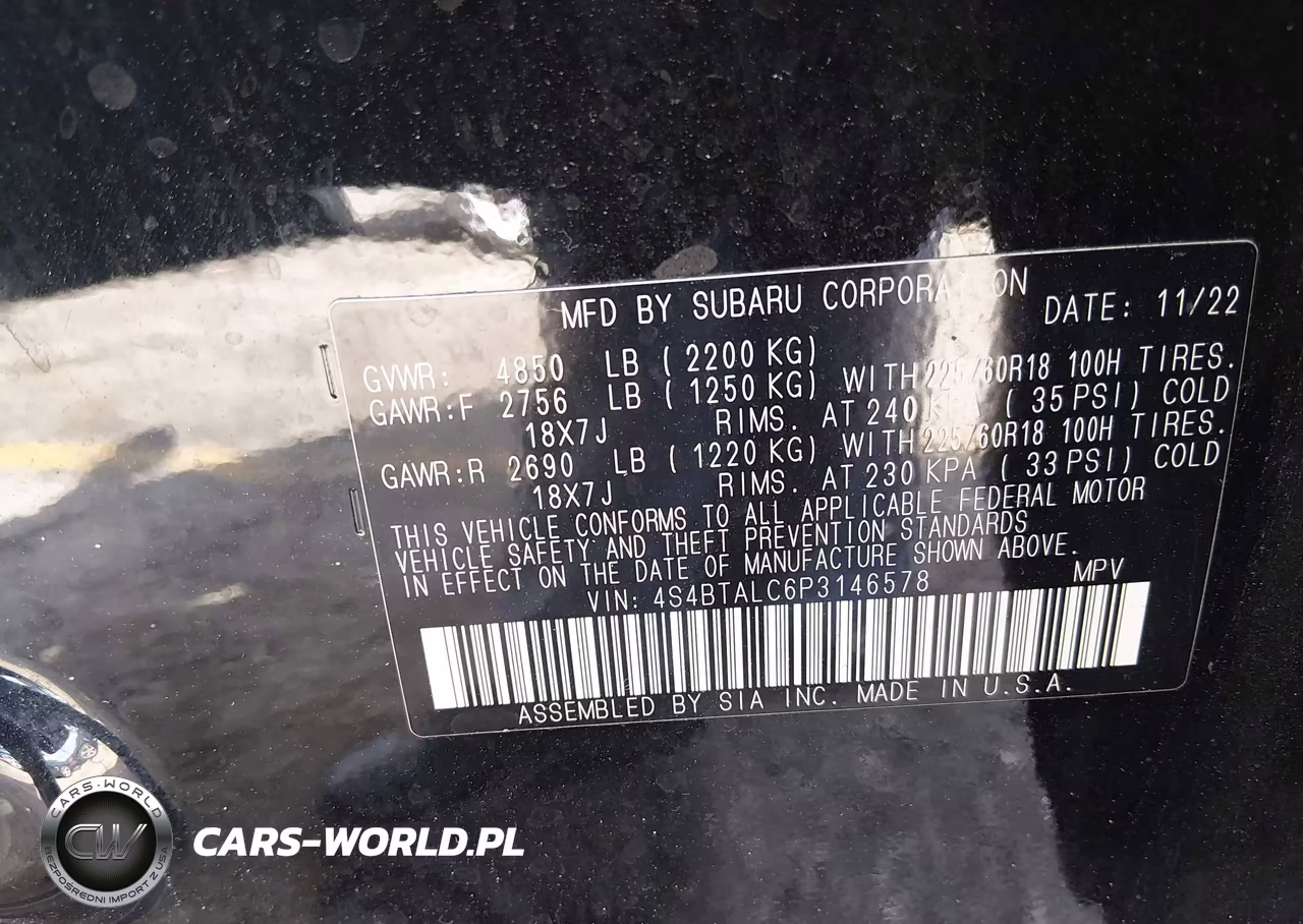 2023 Subaru Outback Onyx Edition VIN:4S4BTALC6P3146578 - 9