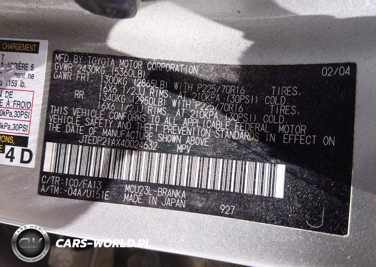 2004 Toyota Highlander V6 VIN:JTEDP21AX40024632 - 9