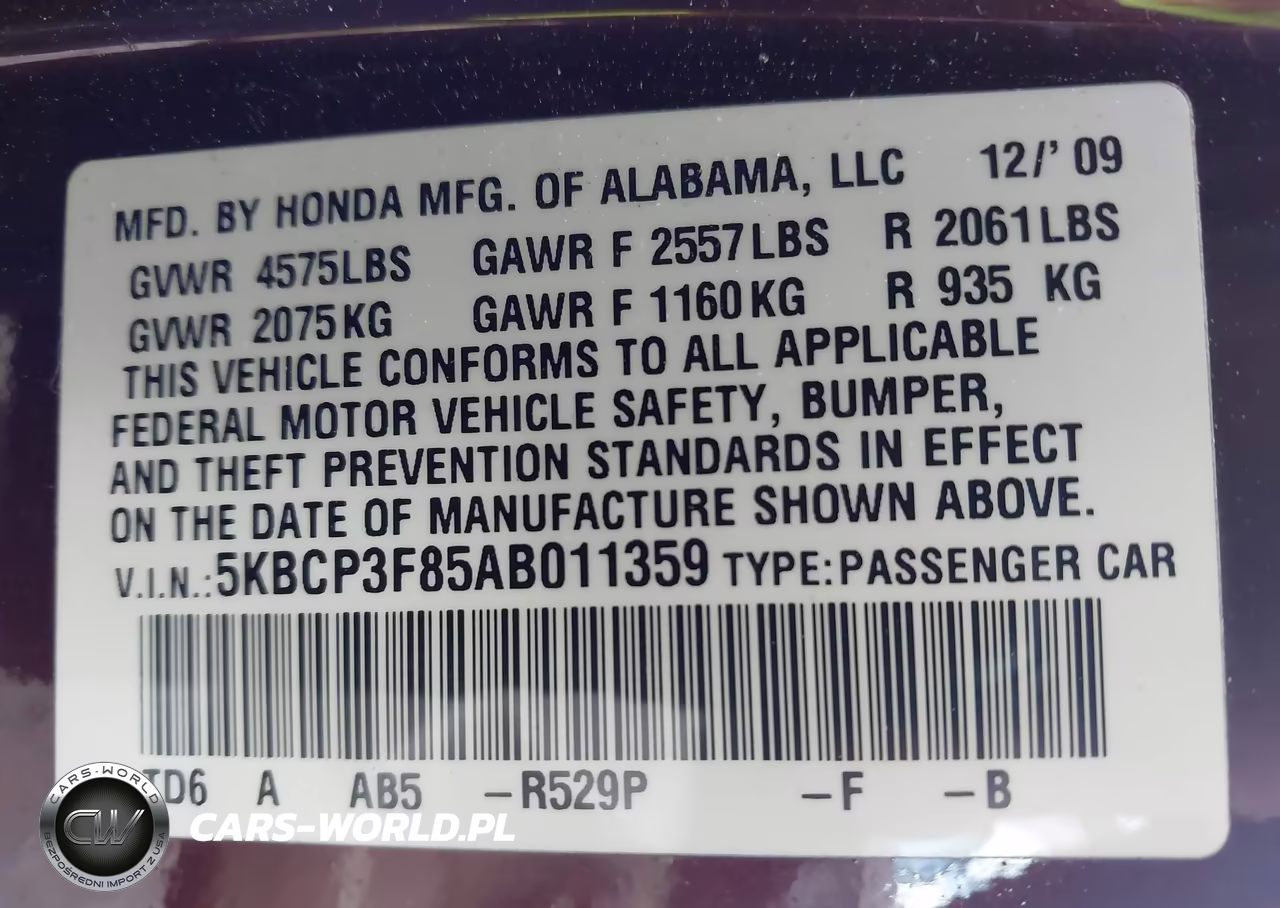 2010 Honda Accord 3.5 Ex-L VIN:5KBCP3F85AB011359 - 9