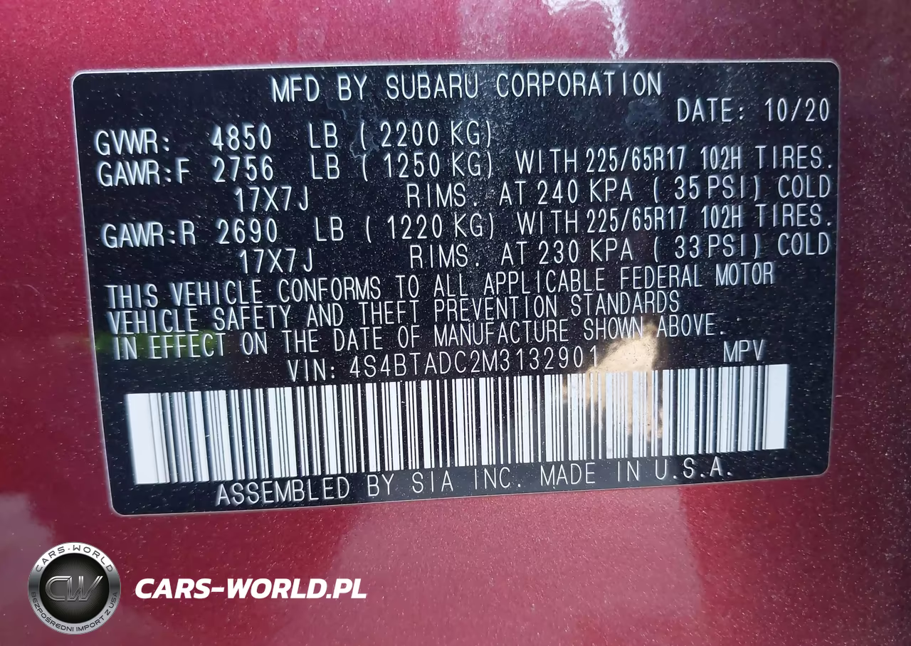 2021 Subaru Outback Premium VIN:4S4BTADC2M3132901 - 9