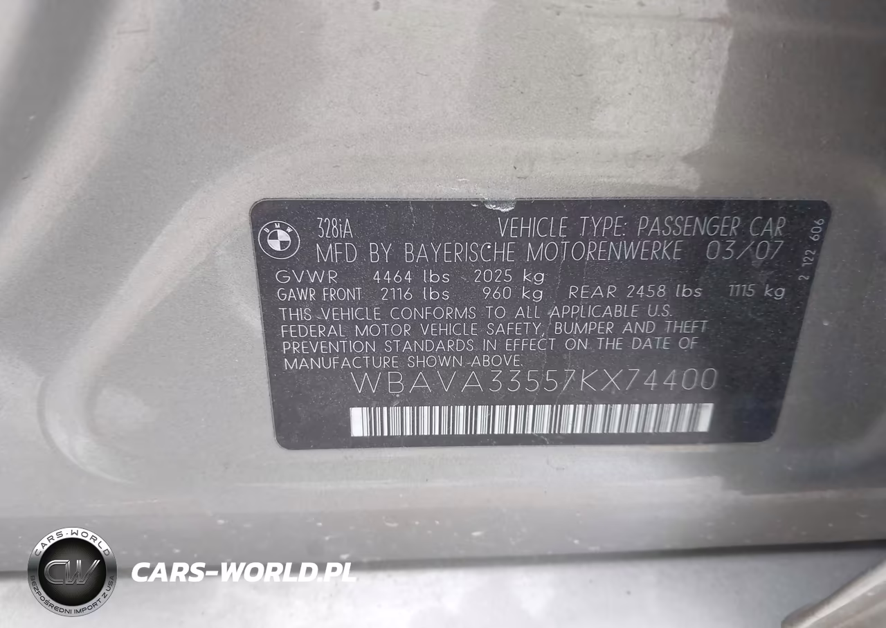 2007 BMW 328I VIN:WBAVA33557KX74400 - 9