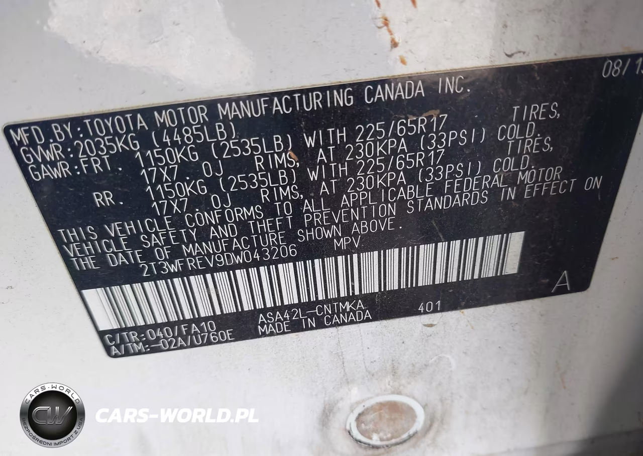 2013 Toyota Rav4 Xle VIN:2T3WFREV9DW043206 - 9