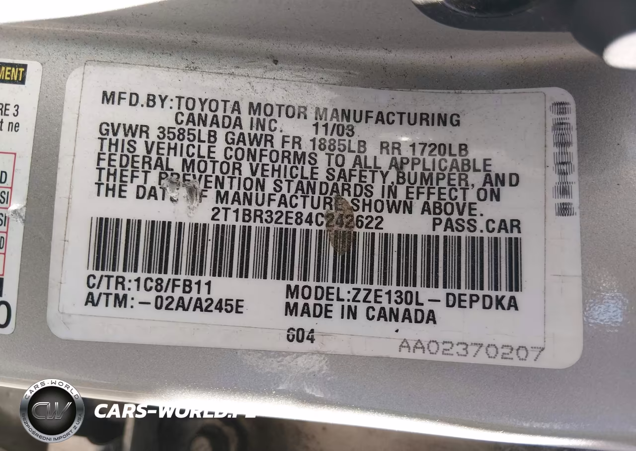2004 Toyota Corolla Ce VIN:2T1BR32E84C242622 - 9