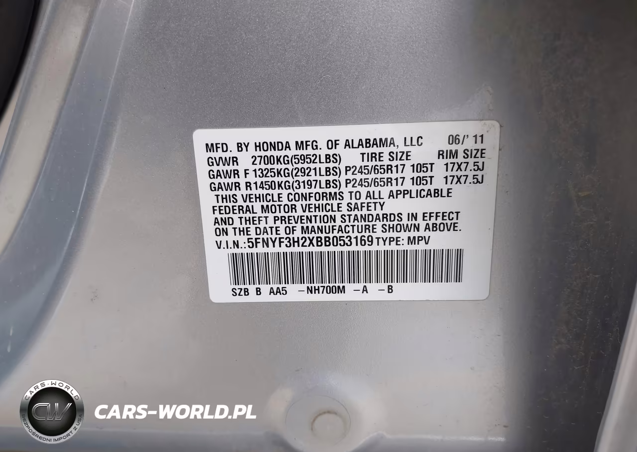 2011 Honda Pilot Lx VIN:5FNYF3H2XBB053169 - 9