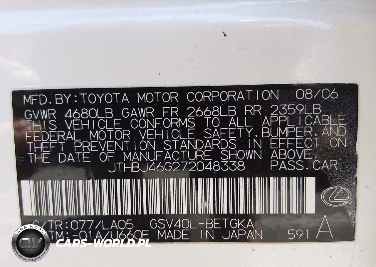 2007 Lexus Es 350 VIN:JTHBJ46G272048338 - 9