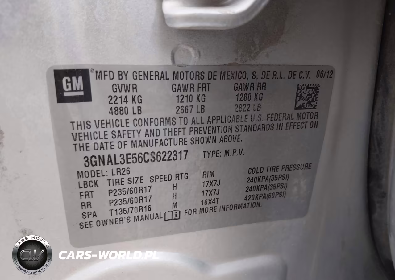 2012 Chevrolet Captiva Sport Lt VIN:3GNAL3E56CS622317 - 9