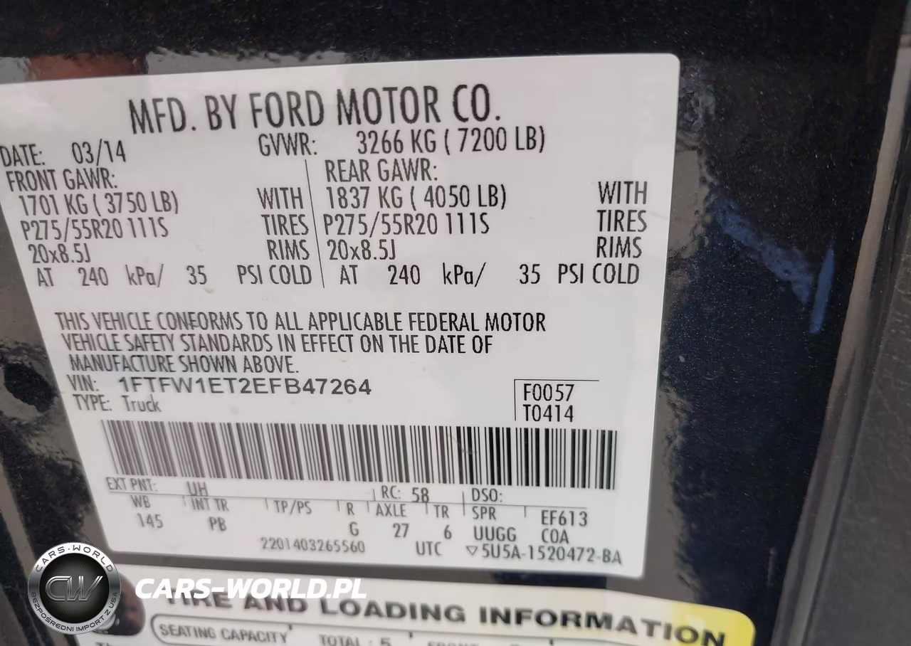 2014 Ford F-150 Platinum VIN:1FTFW1ET2EFB47264 - 9