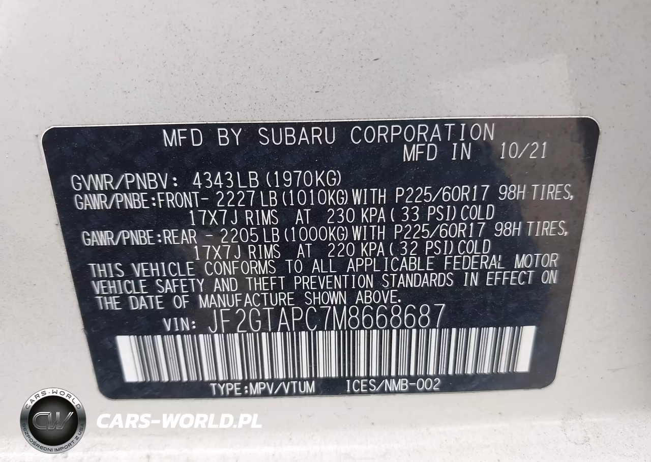 2021 Subaru Crosstrek Premium VIN:JF2GTAPC7M8668687 - 9