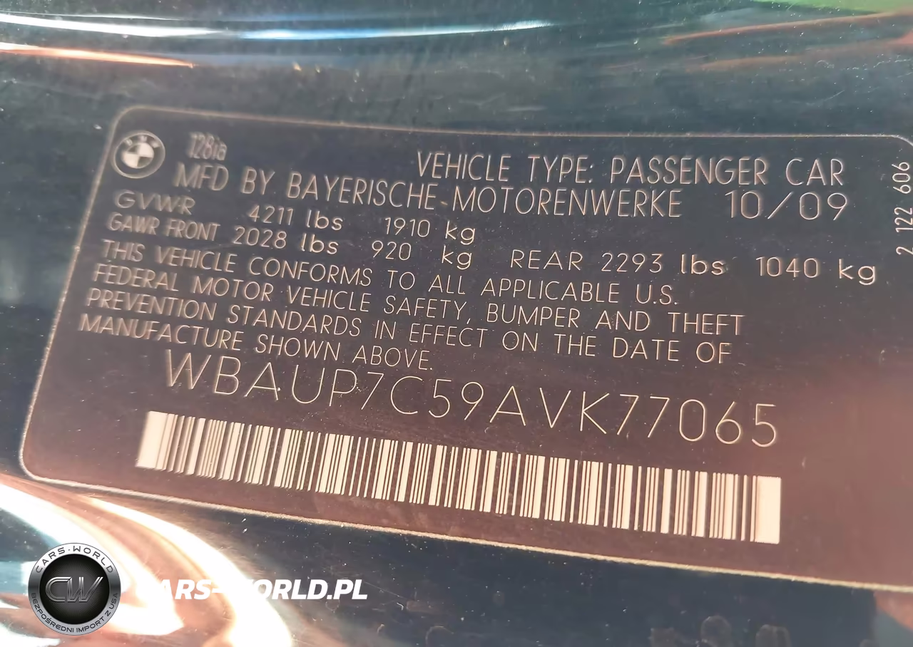 2010 BMW 128I VIN:WBAUP7C59AVK77065 - 9