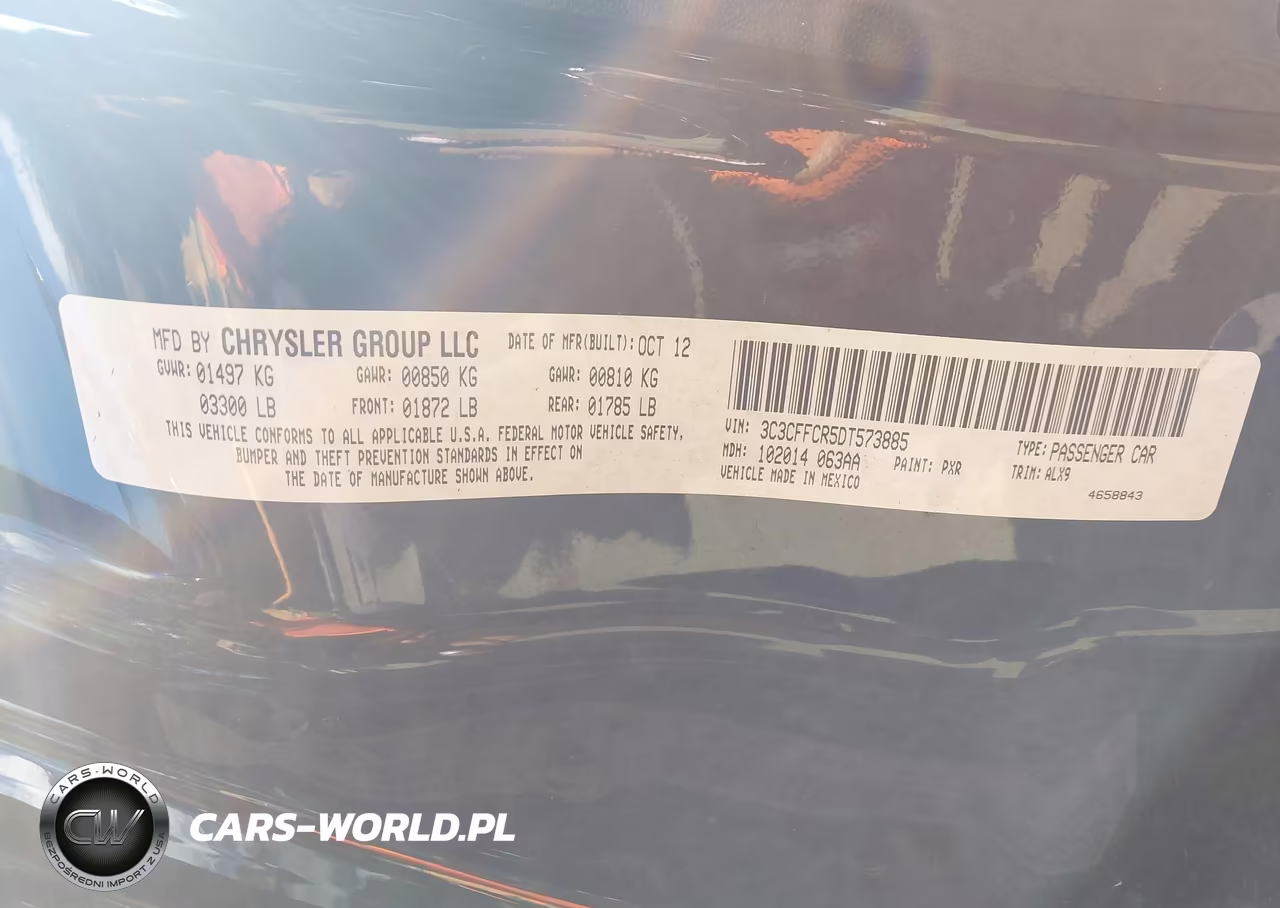 2013 Fiat 500 Lounge VIN:3C3CFFCR5DT573885 - 9