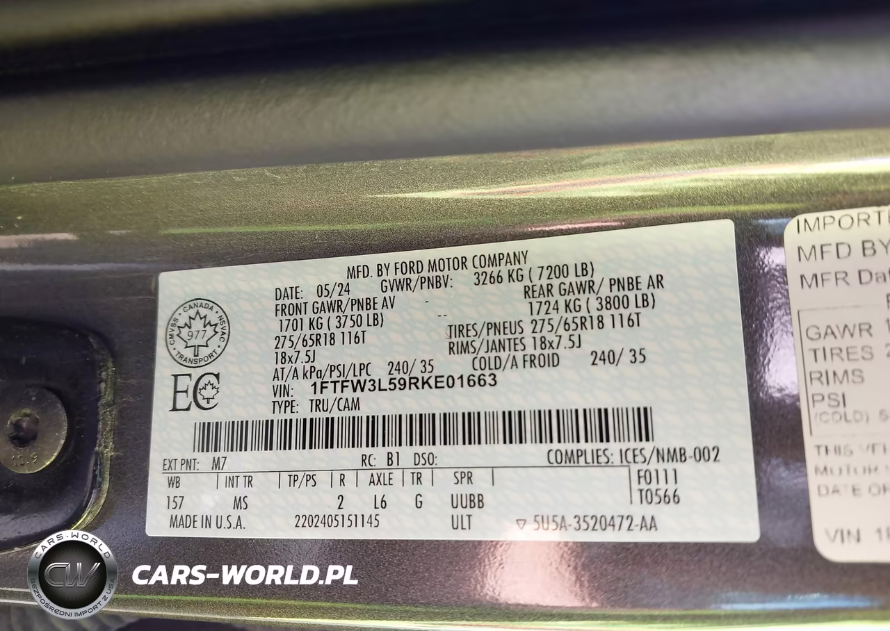 2024 Ford F-150 Xlt VIN:1FTFW3L59RKE01663 - 9