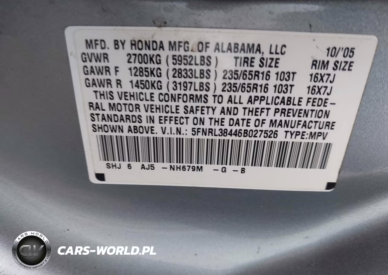 2006 Honda Odyssey Ex VIN:5FNRL38446B027526 - 9