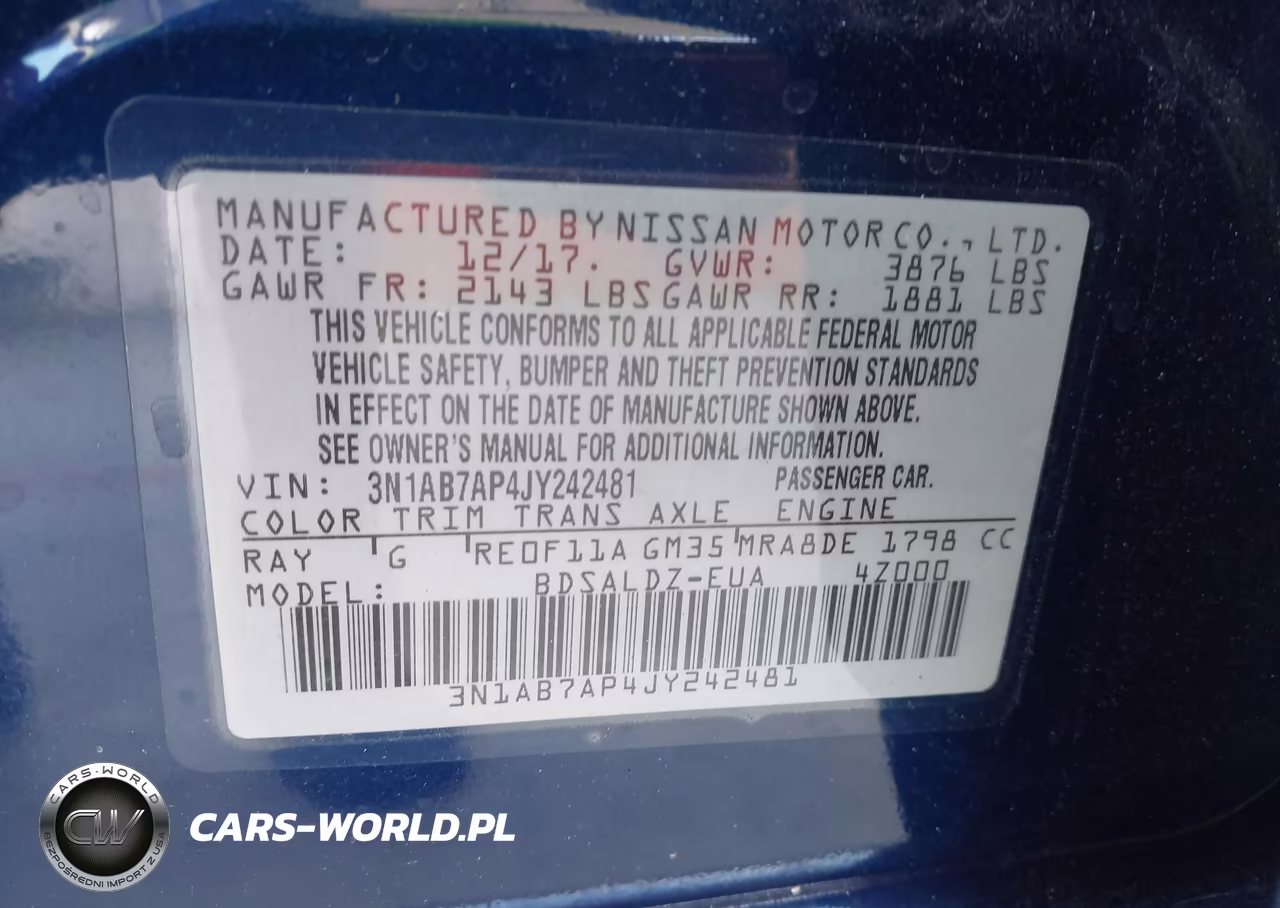 2018 Nissan Sentra Sv VIN:3N1AB7AP4JY242481 - 9