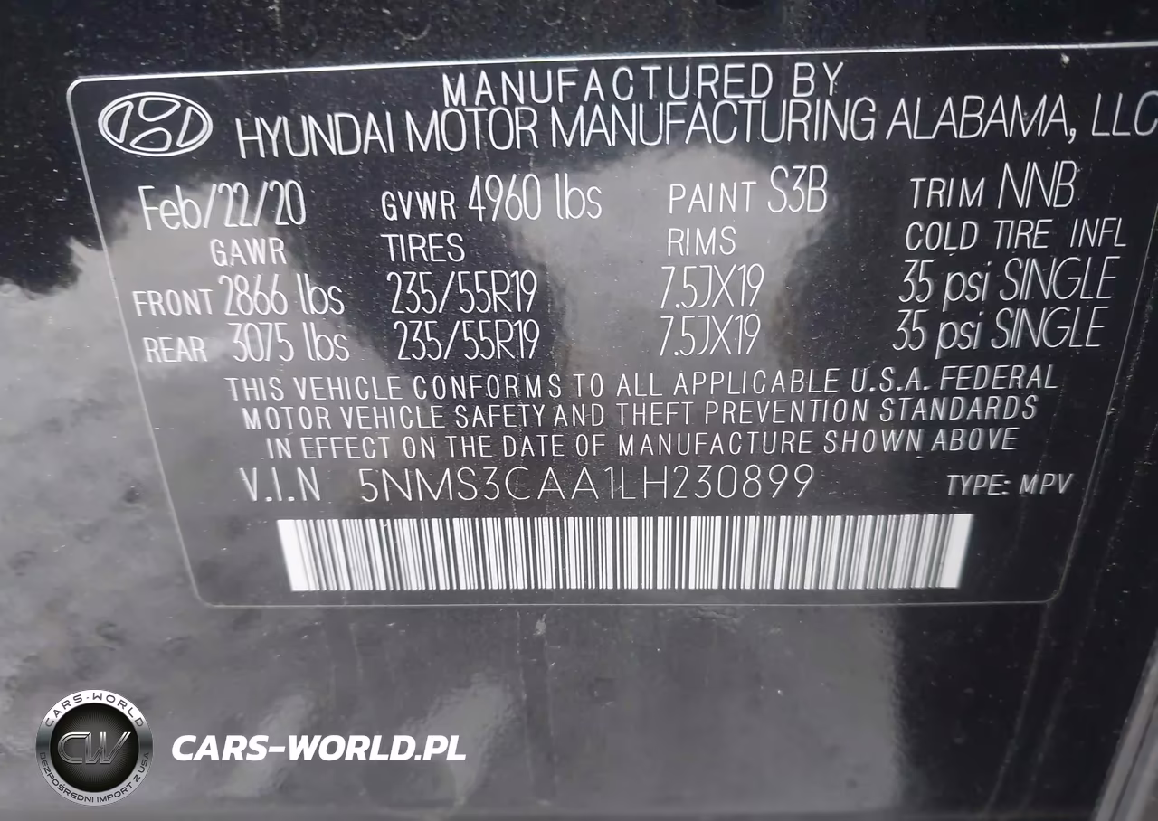 2020 Hyundai Santa Fe Sel 2.0T VIN:5NMS3CAA1LH230899 - 9
