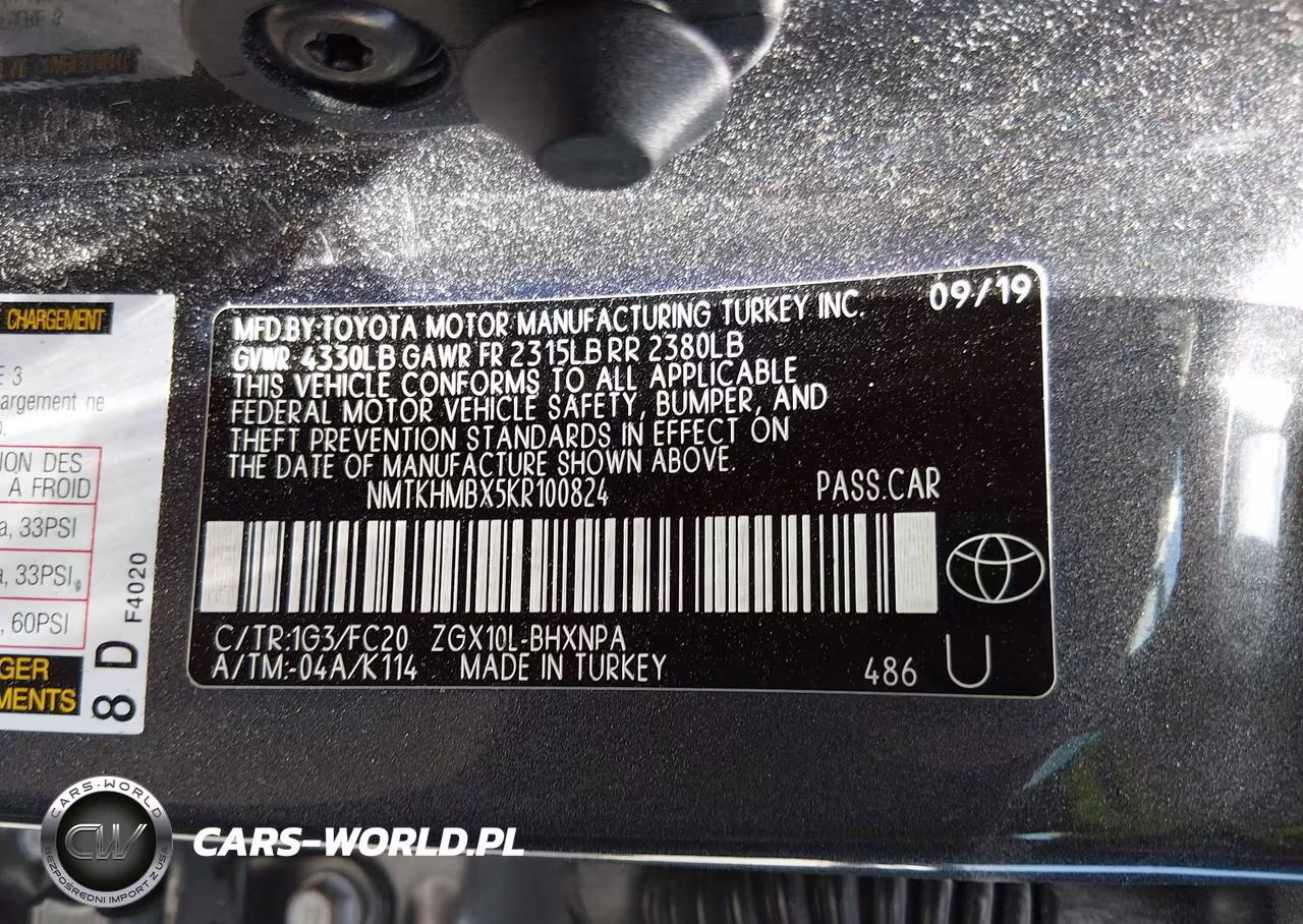2019 Toyota C-Hr Le VIN:NMTKHMBX5KR100824 - 9