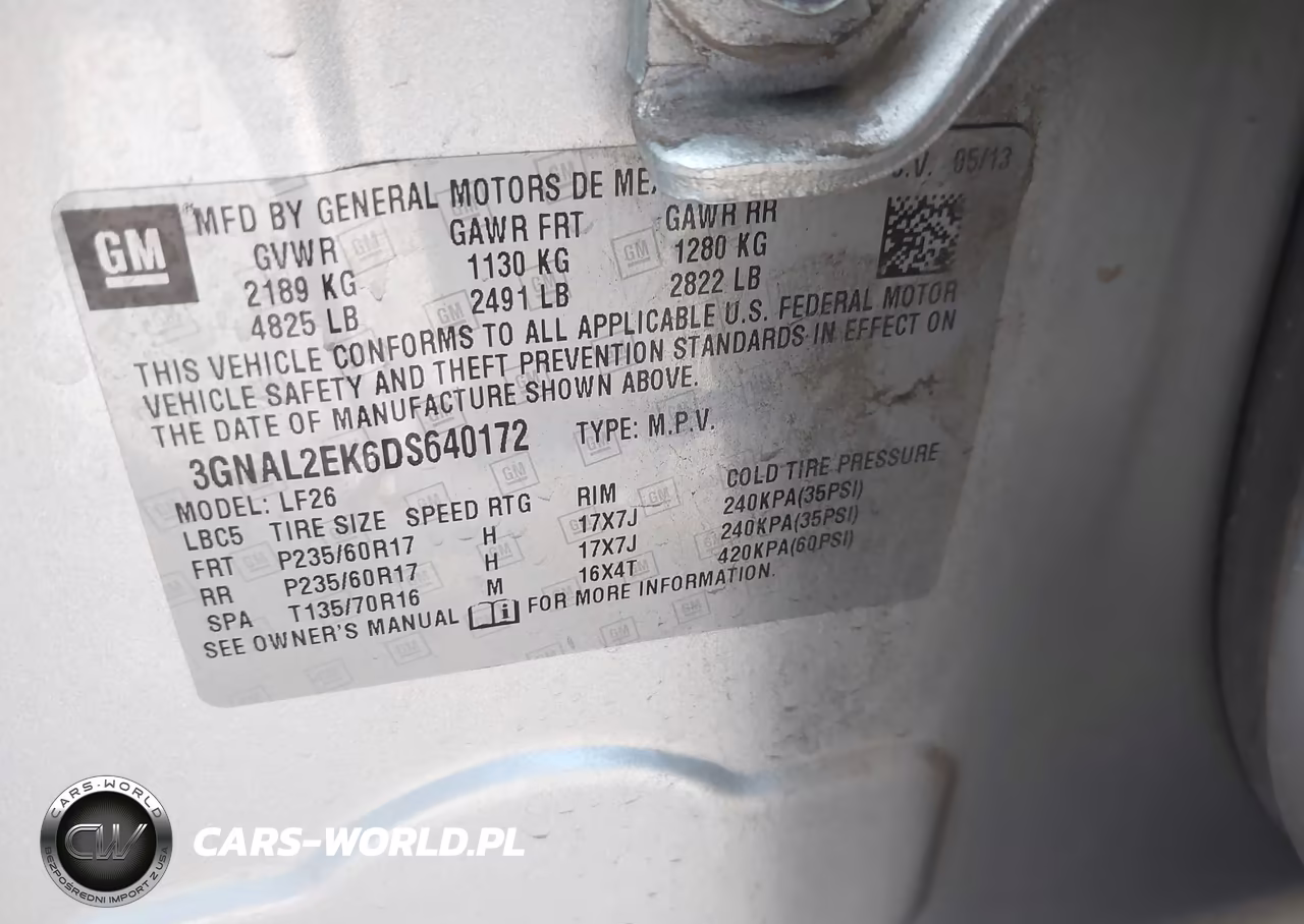 2013 Chevrolet Captiva Sport 2Ls VIN:3GNAL2EK6DS640172 - 9