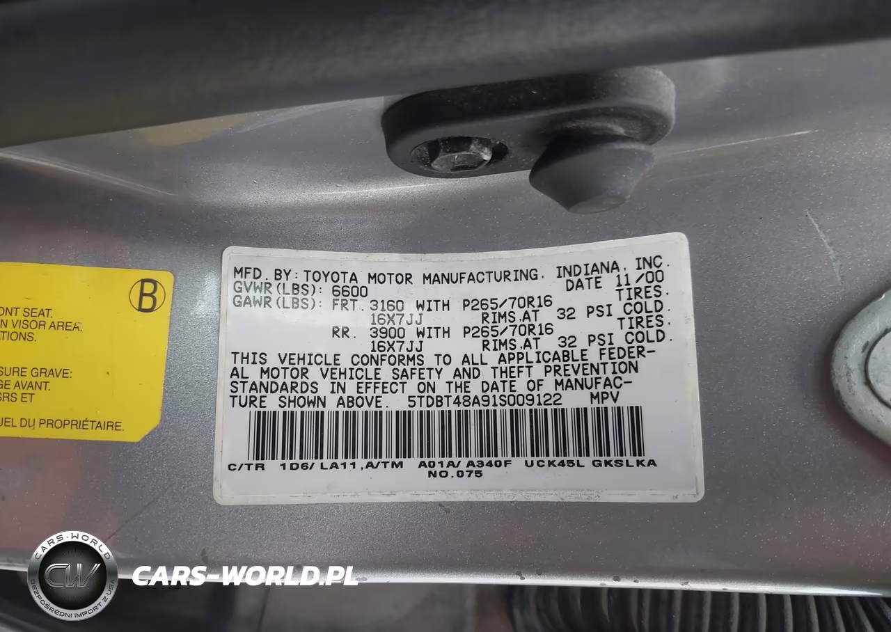 2001 Toyota Sequoia Limited V8 VIN:5TDBT48A91S009122 - 9