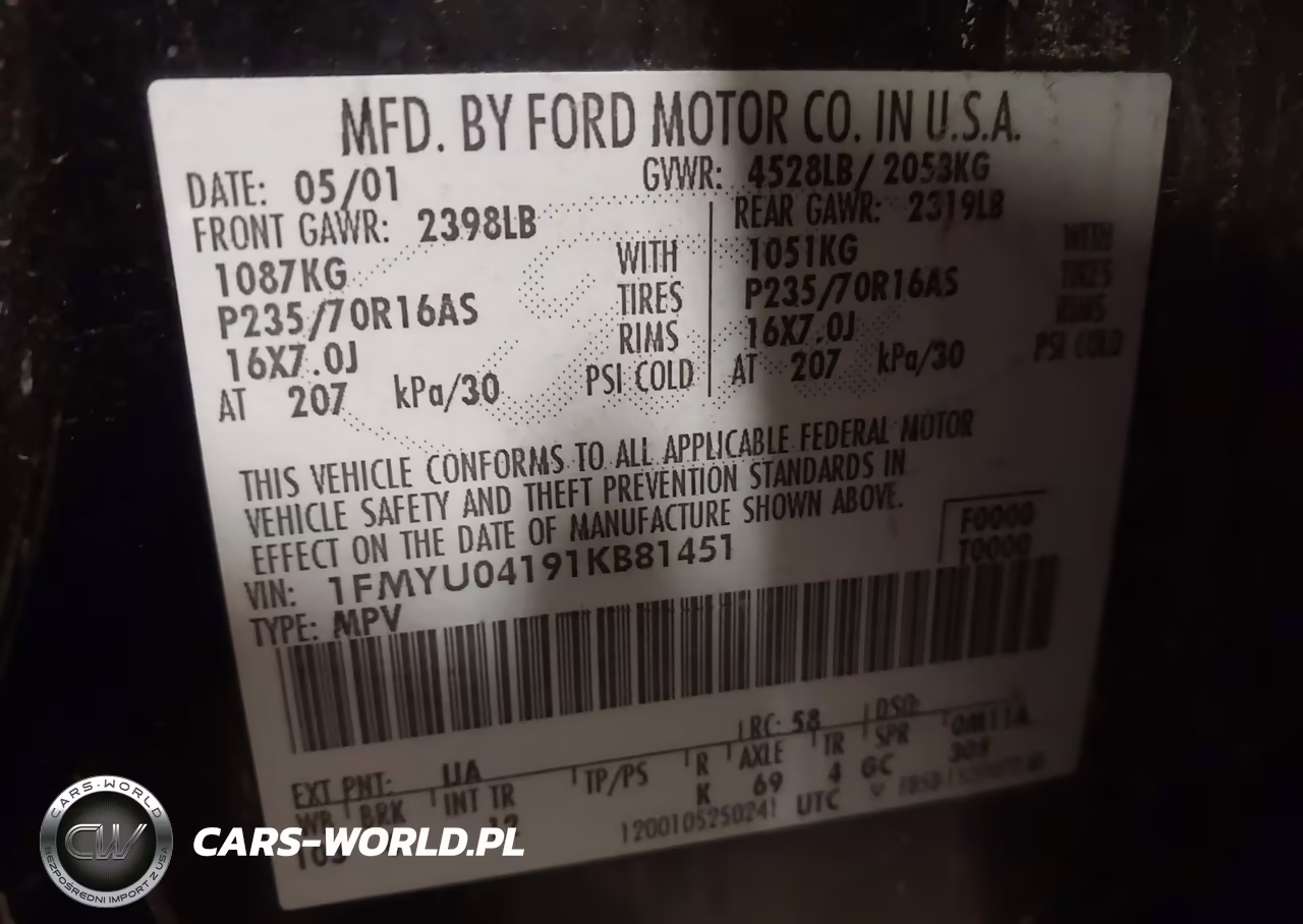2001 Ford Escape Xlt VIN:1FMYU04191KB81451 - 9