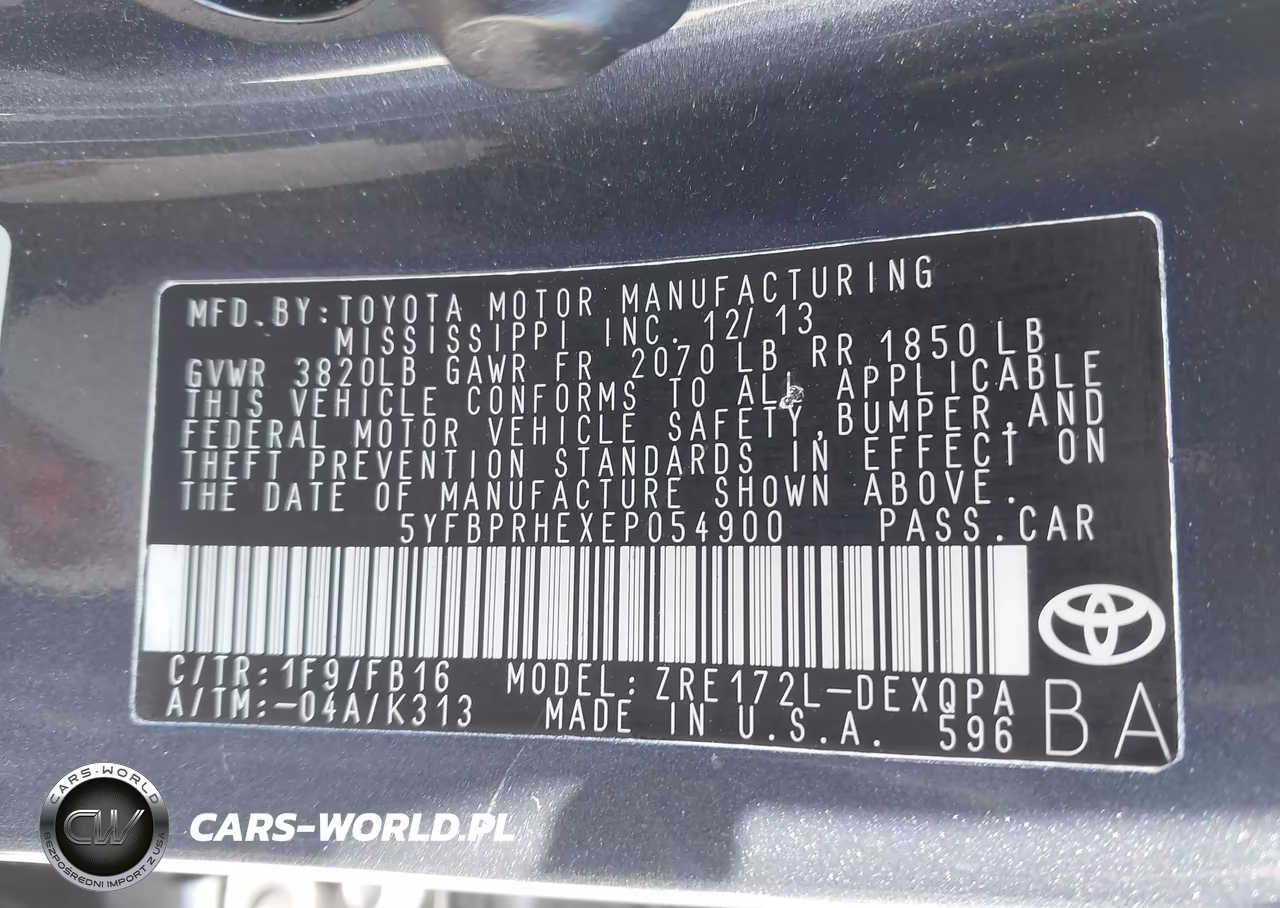 2014 Toyota Corolla Le Eco VIN:5YFBPRHEXEP054900 - 9