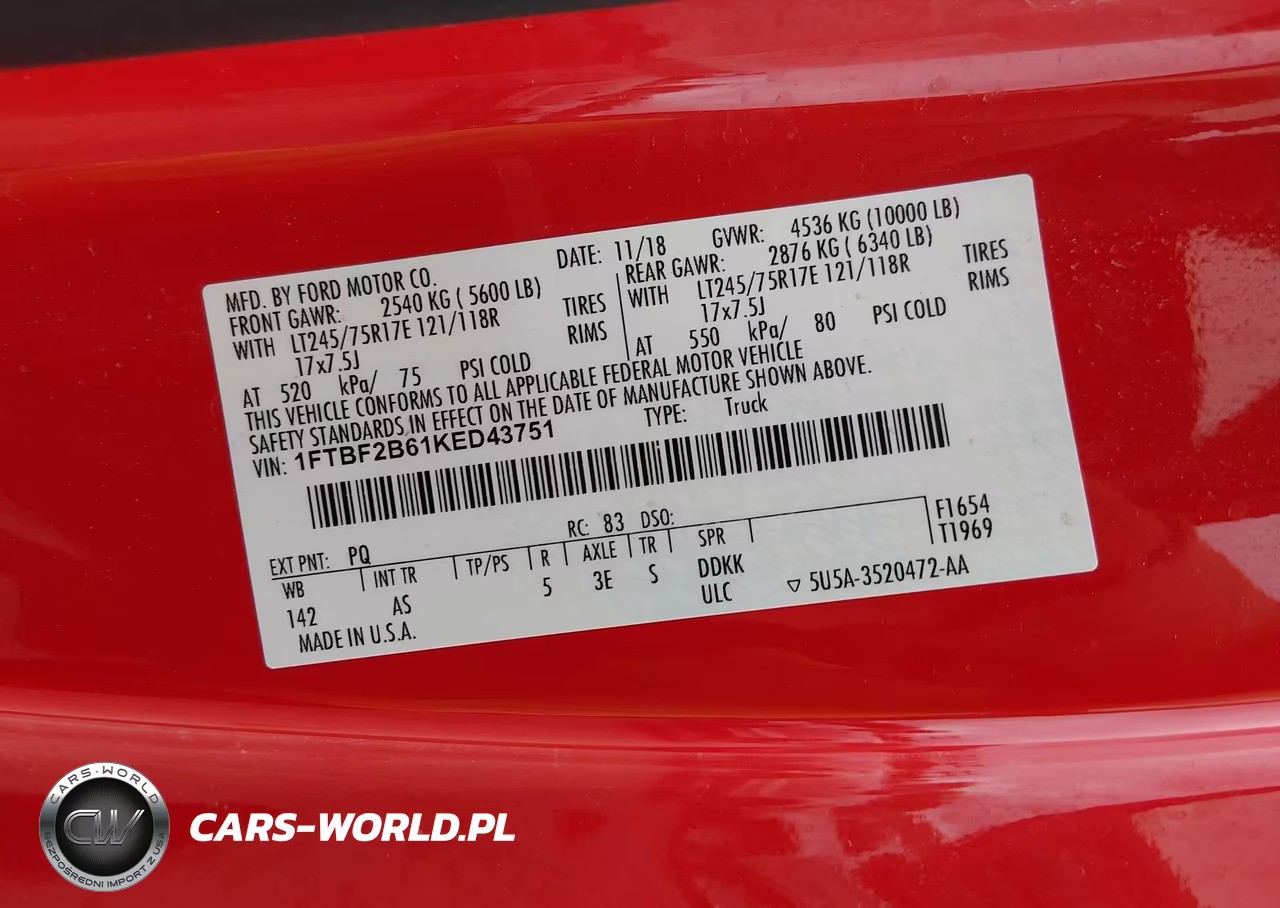 2019 Ford F-250 Xl VIN:1FTBF2B61KED43751 - 9