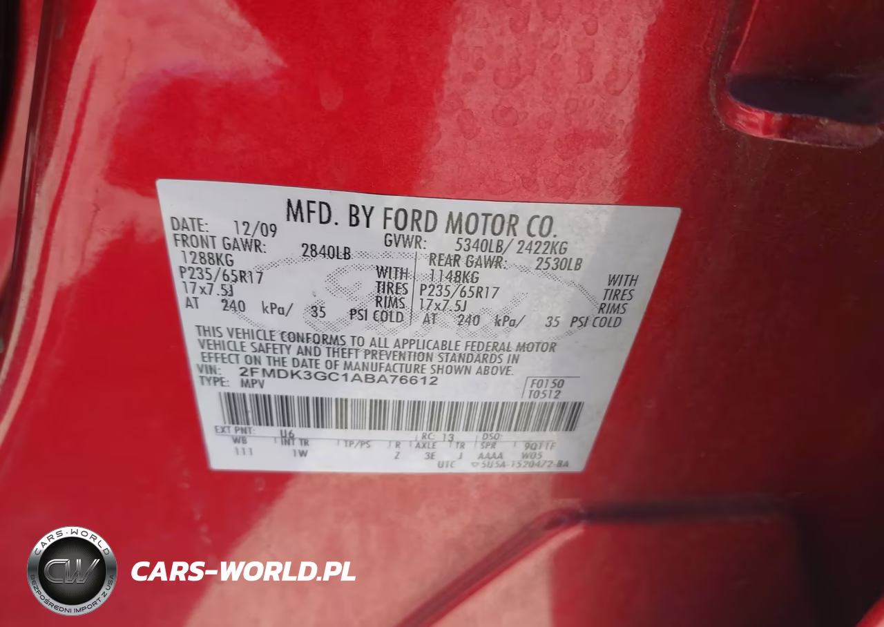 2010 Ford Edge Se VIN:2FMDK3GC1ABA76612 - 9