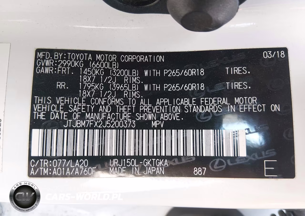 2018 Lexus Gx 460 VIN:JTJBM7FX2J5200373 - 9