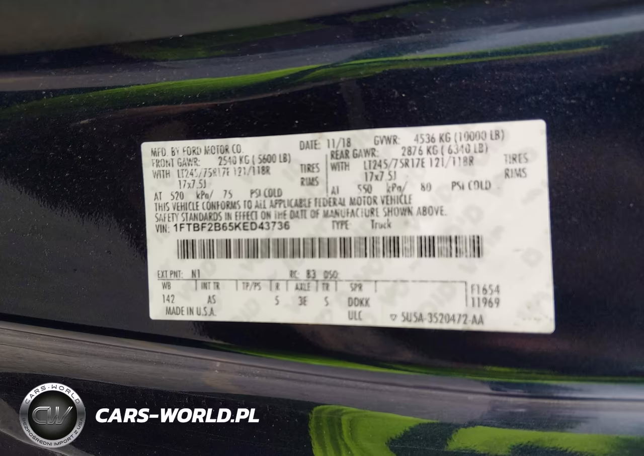 2019 Ford F-250 Xl VIN:1FTBF2B65KED43736 - 9