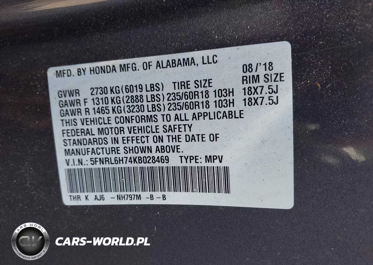 2019 Honda Odyssey Ex-L VIN:5FNRL6H74KB028469 - 9