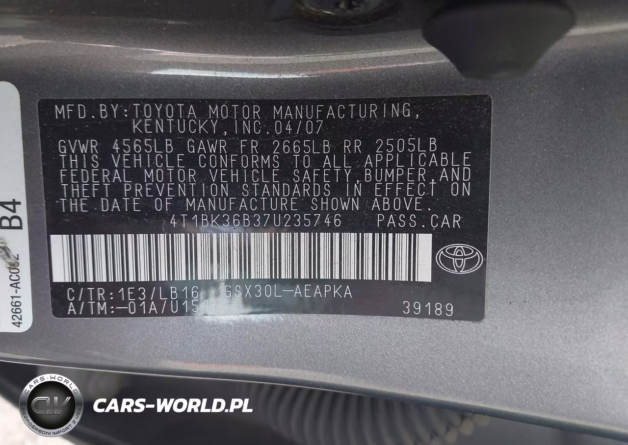 2007 Toyota Avalon Limited VIN:4T1BK36B37U235746 - 9
