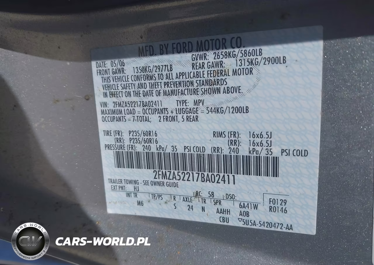 2007 Ford Freestar Sel VIN:2FMZA52217BA02411 - 9