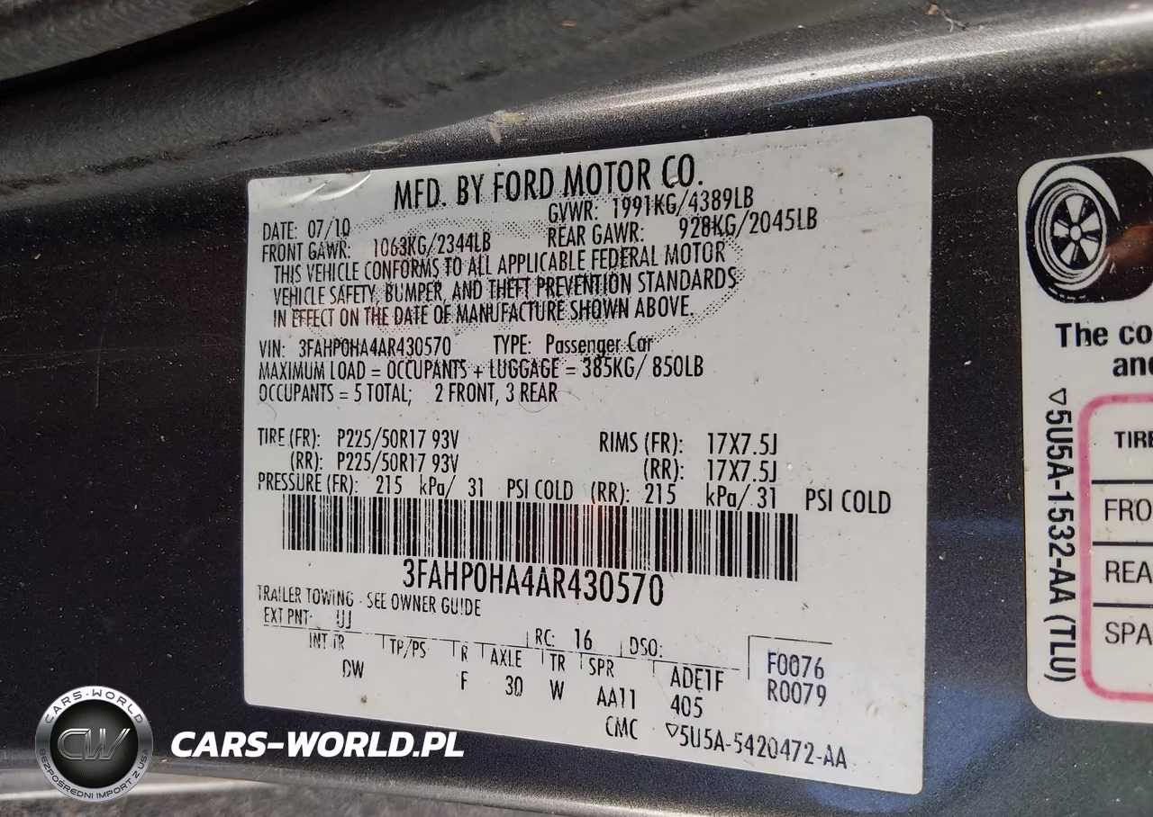 2010 Ford Fusion Se VIN:3FAHP0HA4AR430570 - 9
