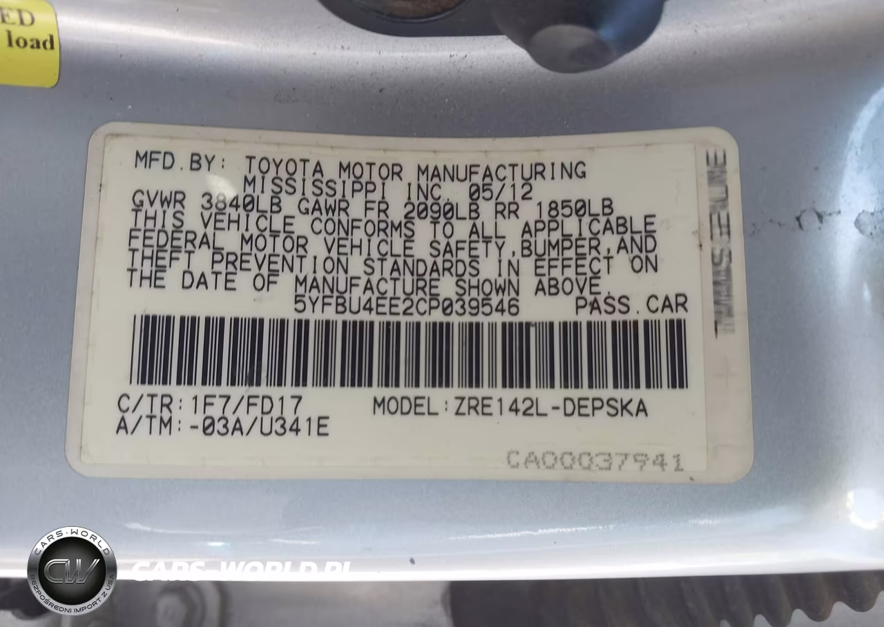 2012 Toyota Corolla S VIN:5YFBU4EE2CP039546 - 9