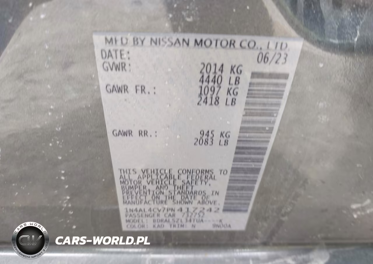 2023 Nissan Altima Sr Vc-Turbo Fwd VIN:1N4AL4CV7PN417242 - 9