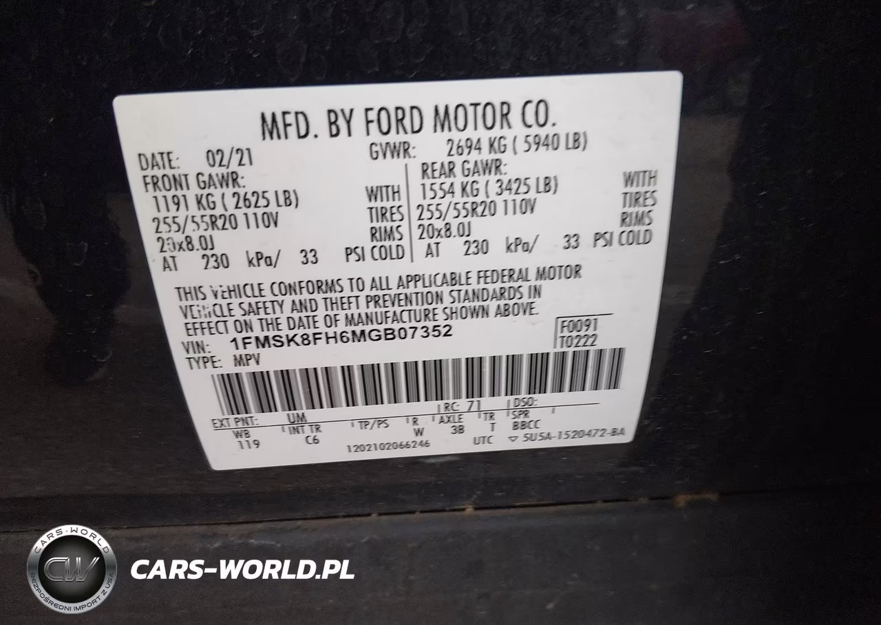 2021 Ford Explorer Limited VIN:1FMSK8FH6MGB07352 - 9