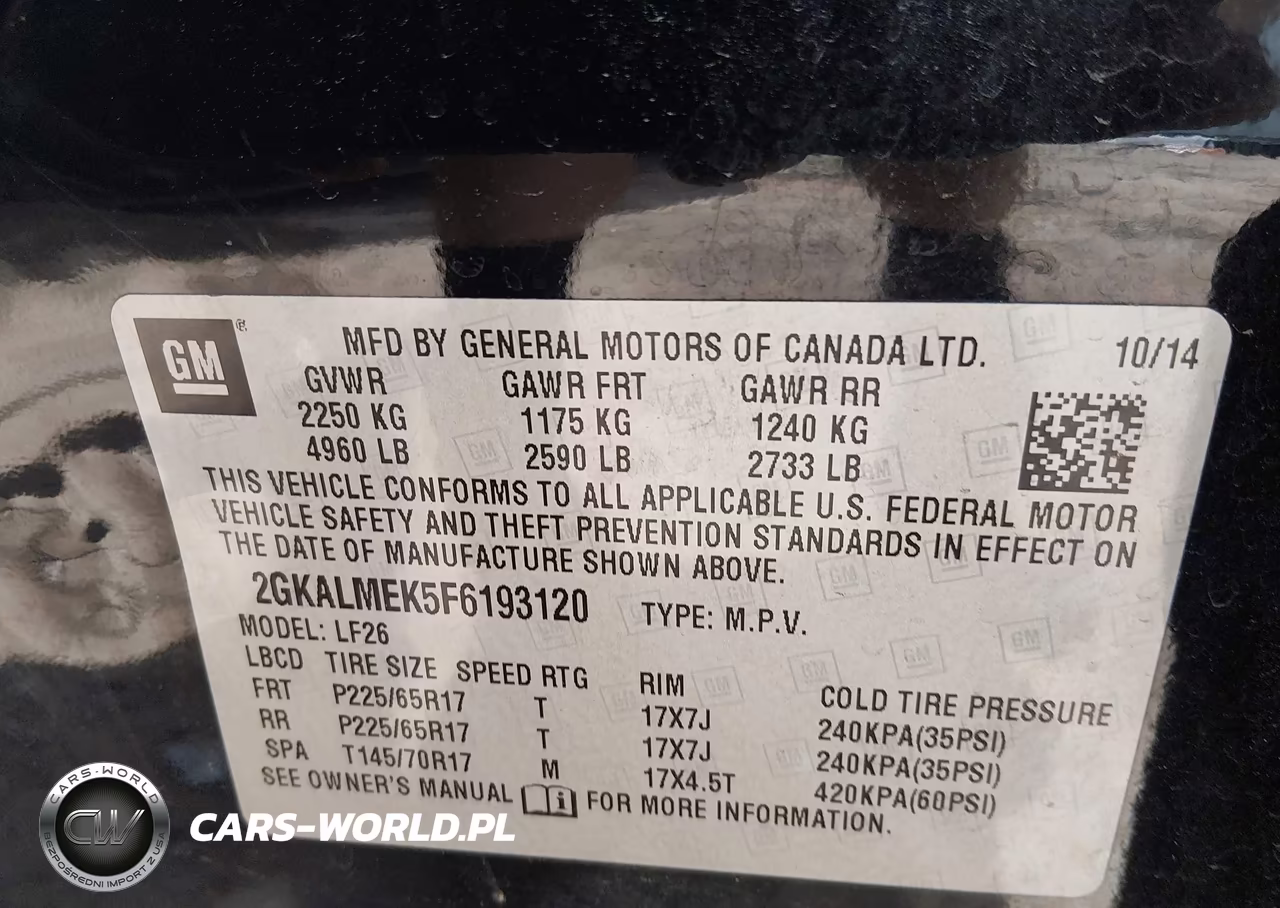 2015 GMC Terrain Sle-1 VIN:2GKALMEK5F6193120 - 9