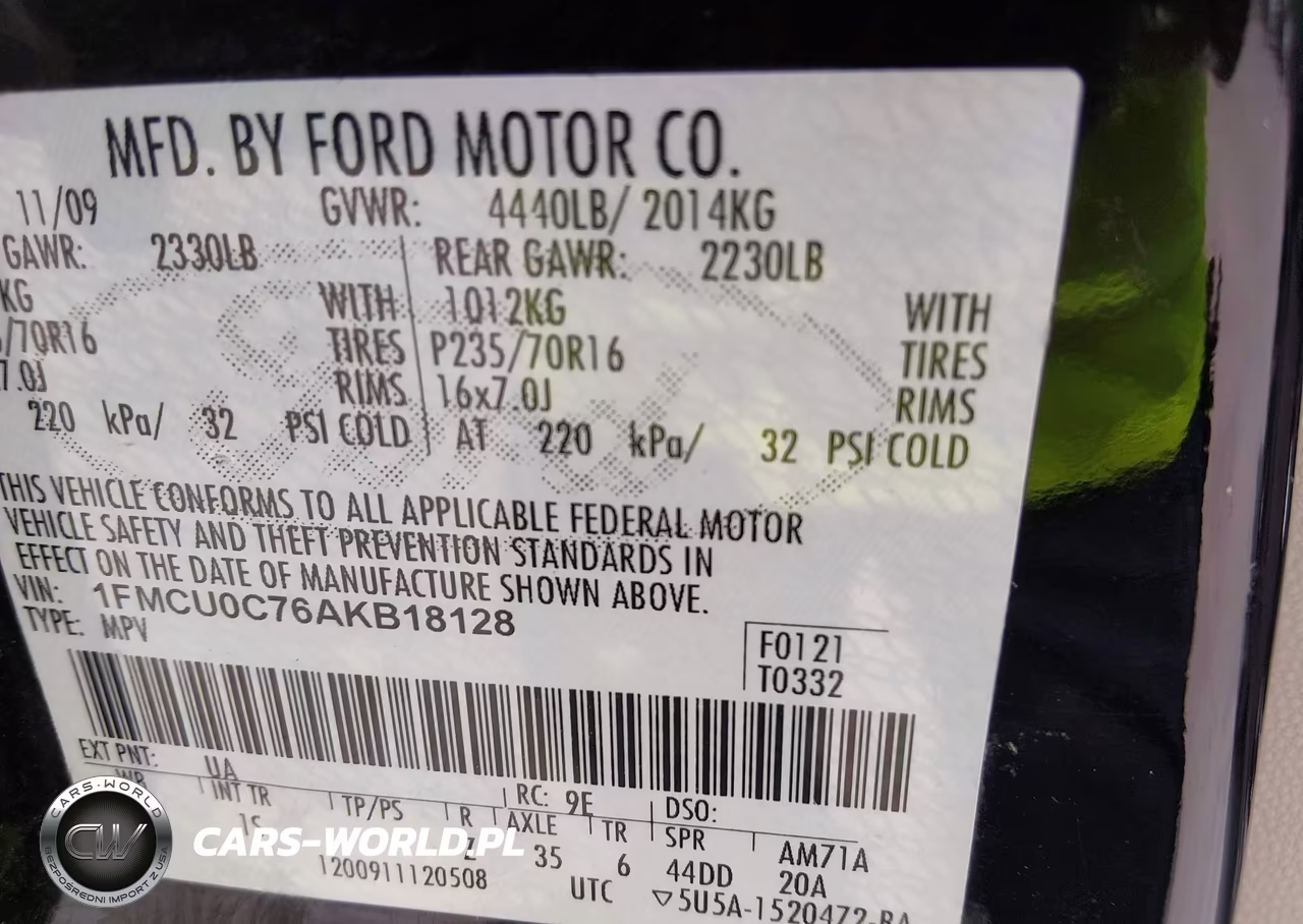 2010 Ford Escape Xls VIN:1FMCU0C76AKB18128 - 9