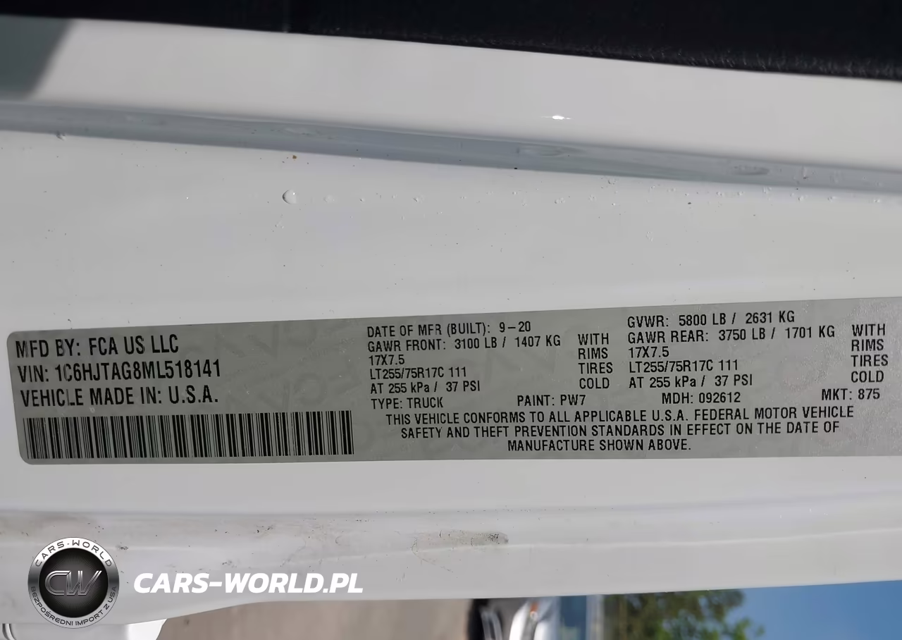 2021 Jeep Gladiator Willys 4X4 VIN:1C6HJTAG8ML518141 - 9