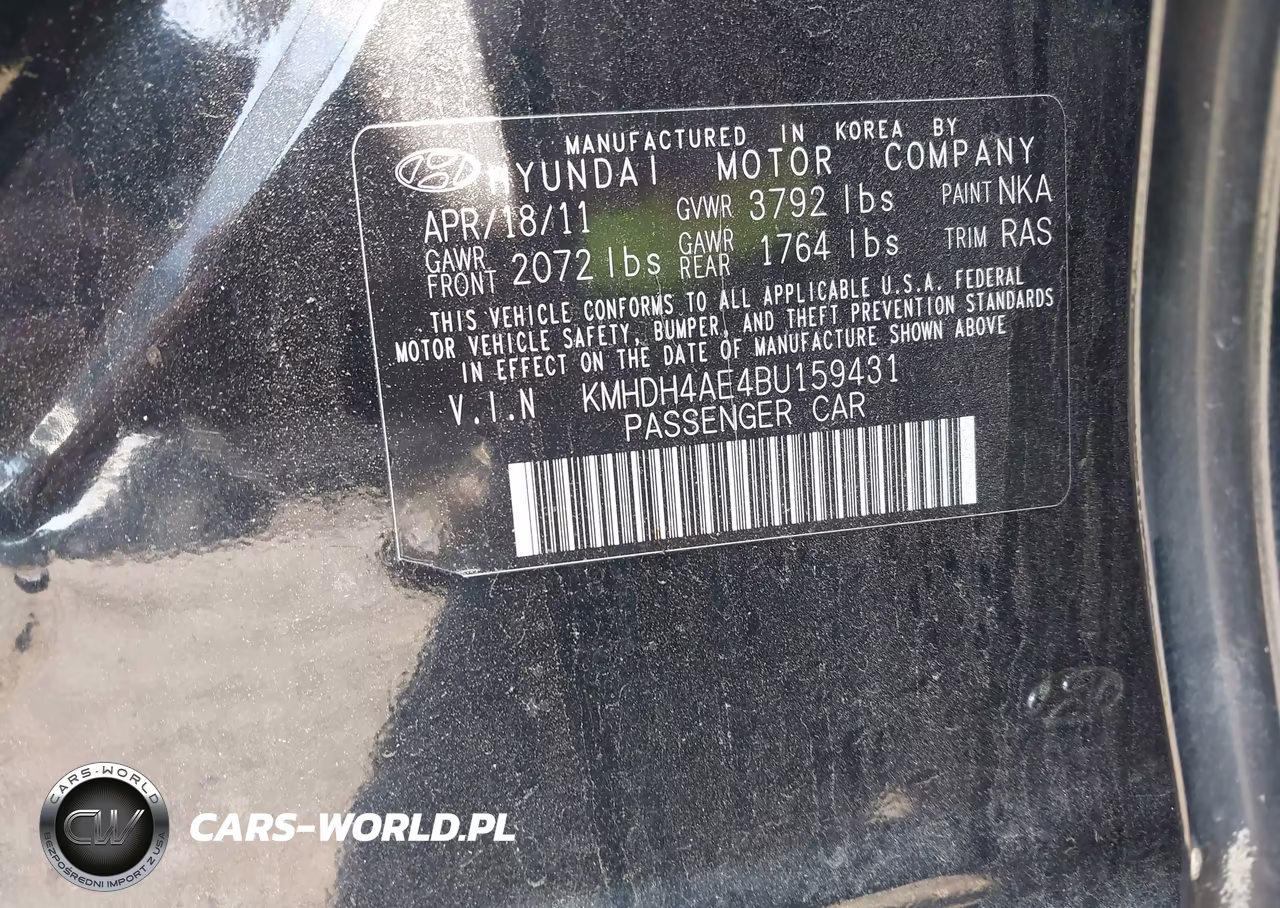 2011 Hyundai Elantra Gls (Ulsan Plant) VIN:KMHDH4AE4BU159431 - 9