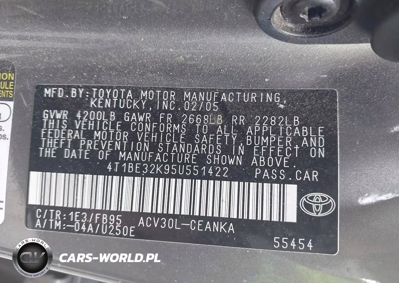 2005 Toyota Camry Le VIN:4T1BE32K95U551422 - 9