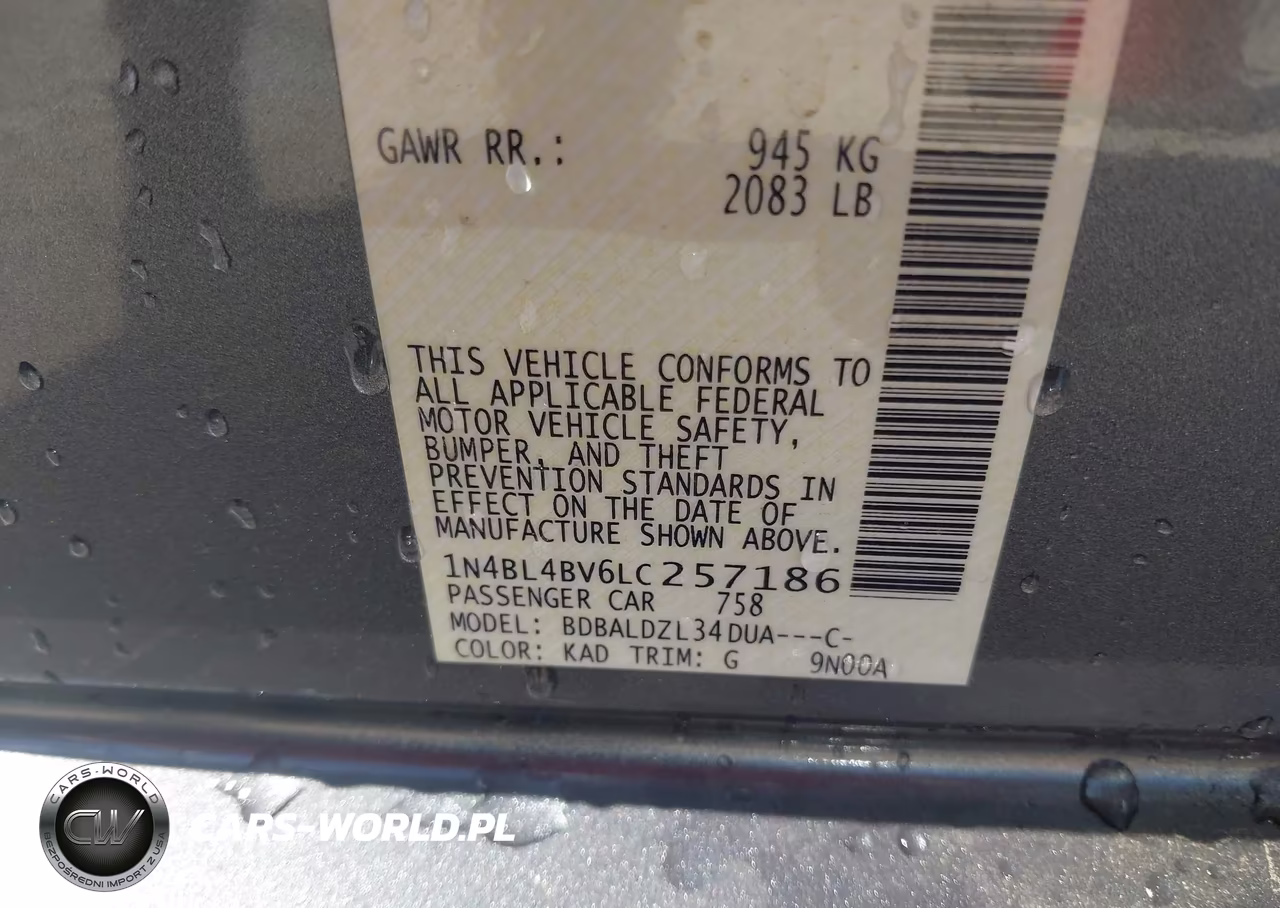 2020 Nissan Altima S Fwd VIN:1N4BL4BV6LC257186 - 9