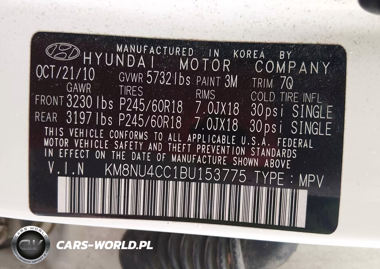2011 Hyundai Veracruz Limited VIN:KM8NU4CC1BU153775 - 9